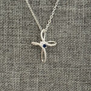 Elegant Silver Necklace with Blue Accent